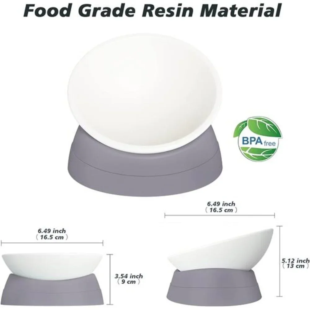Elevated Cat Food Bowl - Adjustable, Anti-Slip & Anti-Noise,Protects Pet's Spine